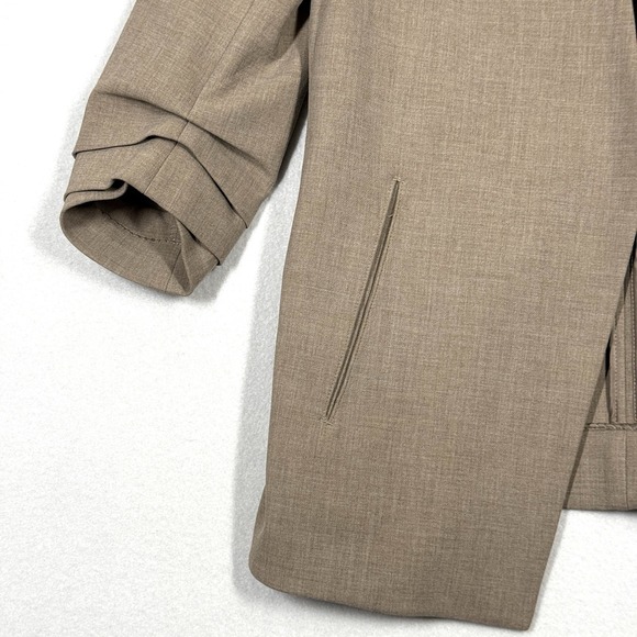 Babaton Power Blazer Womens 4 Neutral Taupe Brown Open 3/4 Ruched Sleeve Career - Picture 3 of 15